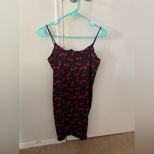 SHEIN girls (size 11/12) sleeveless black cherry print dress